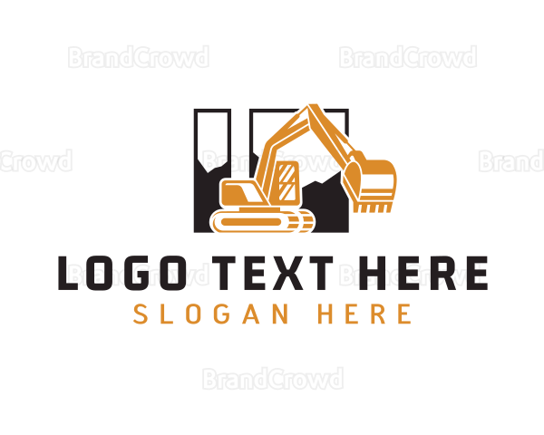 Backhoe Excavator Mountain Logo