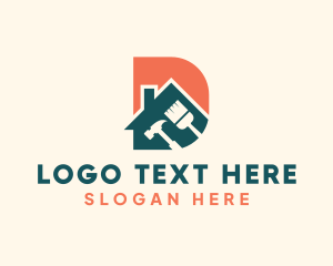Paint Brush - Construction House Letter D logo design