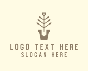 Gardening Tool - Shovel Pot Plant logo design