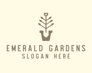 Shovel Pot Plant logo design