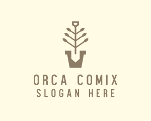 Orchardist - Shovel Pot Plant logo design