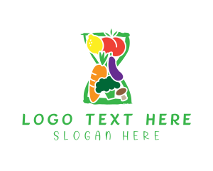Fruits And Vegetables - Fresh Grocery Hourglass logo design