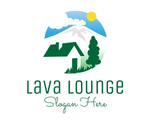 Volcano - Mountain Cabin House logo design