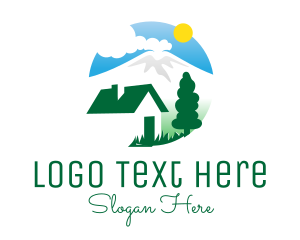 Trek - Mountain Cabin House logo design