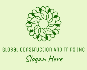 Vegetarian - Green Vines Pattern logo design