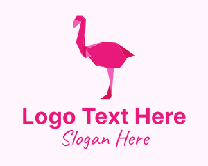 Pink - Pink Flamingo Origami logo design