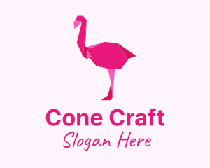 Pink Flamingo Origami logo design