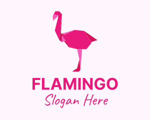 Pink Flamingo Origami logo design