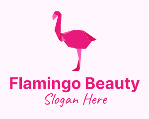 Pink Flamingo Origami logo design