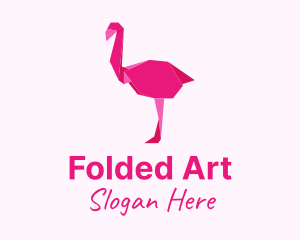 Origami - Pink Flamingo Origami logo design