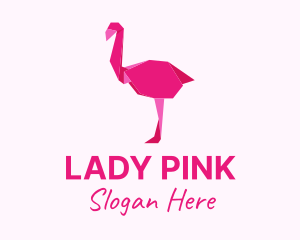 Pink Flamingo Origami logo design