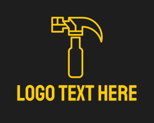 Construction Equipment - Golden Hammer Outline logo design