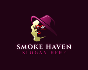 Smoking Female Adult logo design