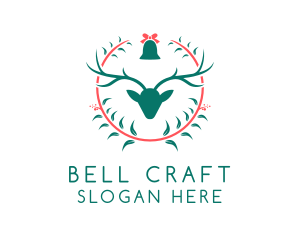 Bell - Christmas Bell Reindeer logo design