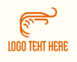 Prawn - Orange Shrimp Line Art logo design