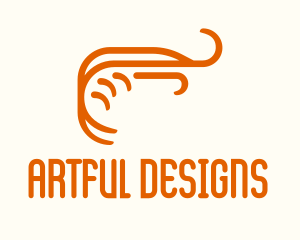 Orange Shrimp Line Art logo design