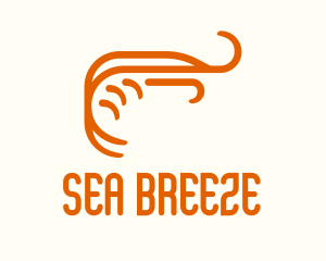 Orange Shrimp Line Art logo design