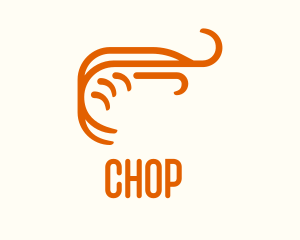 Sea Creature - Orange Shrimp Line Art logo design