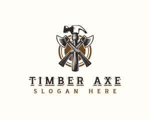 Axe Hammer Carpentry logo design