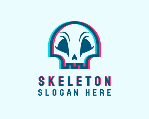 Static Motion - DJ Anaglyph Skull logo design