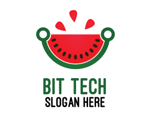 Tech Watermelon Slice logo design