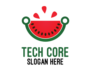 Tech Watermelon Slice logo design