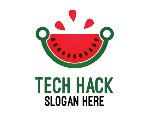 Tech Watermelon Slice logo design