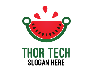 Tech Watermelon Slice logo design