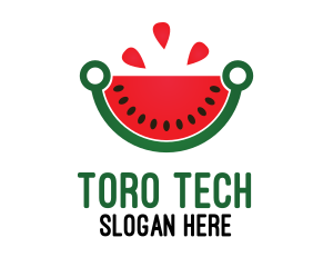 Tech Watermelon Slice logo design