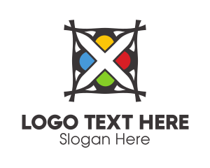 Printing Press - Colorful Flower X logo design