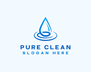 Water Droplet Ripple Liquid logo design