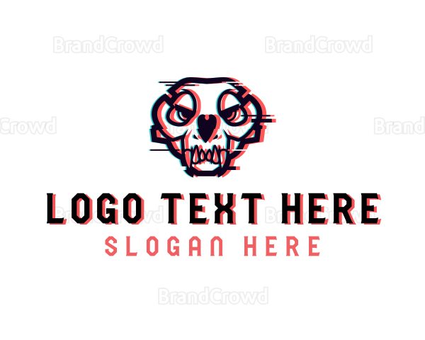 Glitch Skull Fang Logo