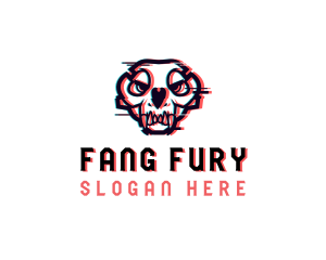 Glitch Skull Fang logo design
