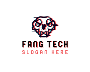 Glitch Skull Fang logo design
