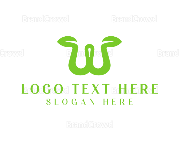 Green Sprout Letter W Logo