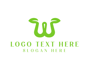 Tea Shop - Green Sprout Letter W logo design