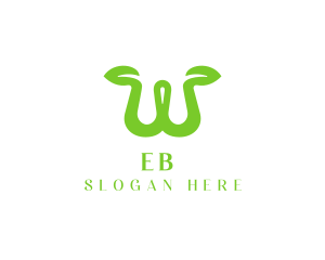 Tea Shop - Green Sprout Letter W logo design