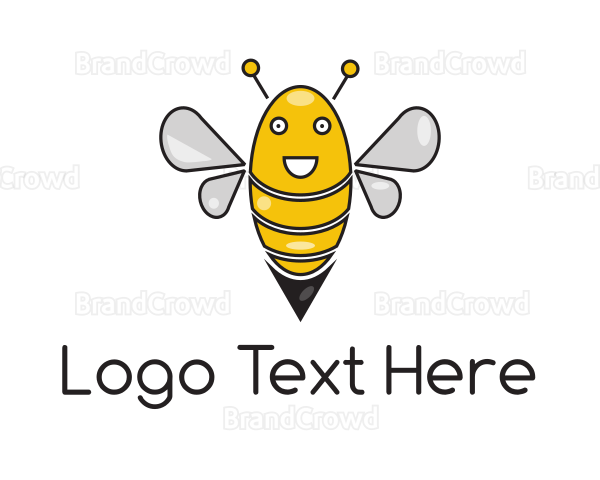 Happy Cartoon Bee Logo