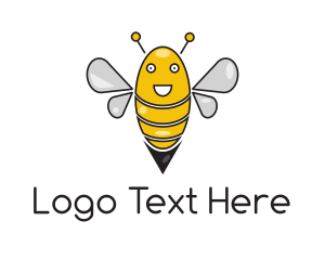 Insect - Happy Cartoon Bee logo design