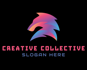 Abstract Wolf Animal logo design