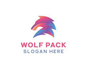 Abstract Wolf Animal logo design