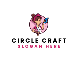 Flat Iron Maid Lady logo design