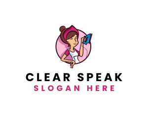 Flat Iron Maid Lady logo design