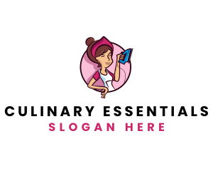 Flat Iron Maid Lady logo design