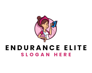 Flat Iron Maid Lady logo design