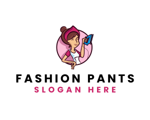 Flat Iron Maid Lady logo design