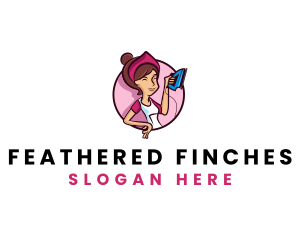 Flat Iron Maid Lady logo design