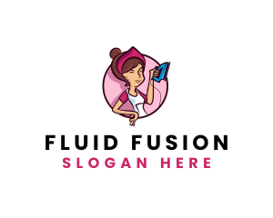 Flat Iron Maid Lady logo design