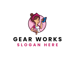 Flat Iron Maid Lady logo design