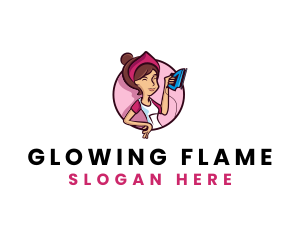 Flat Iron Maid Lady logo design